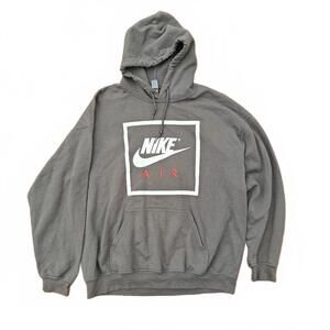 Nike Air Gray Hoodie Men’s Large Pullover Sweatshirt Streetwear Logo Graphic